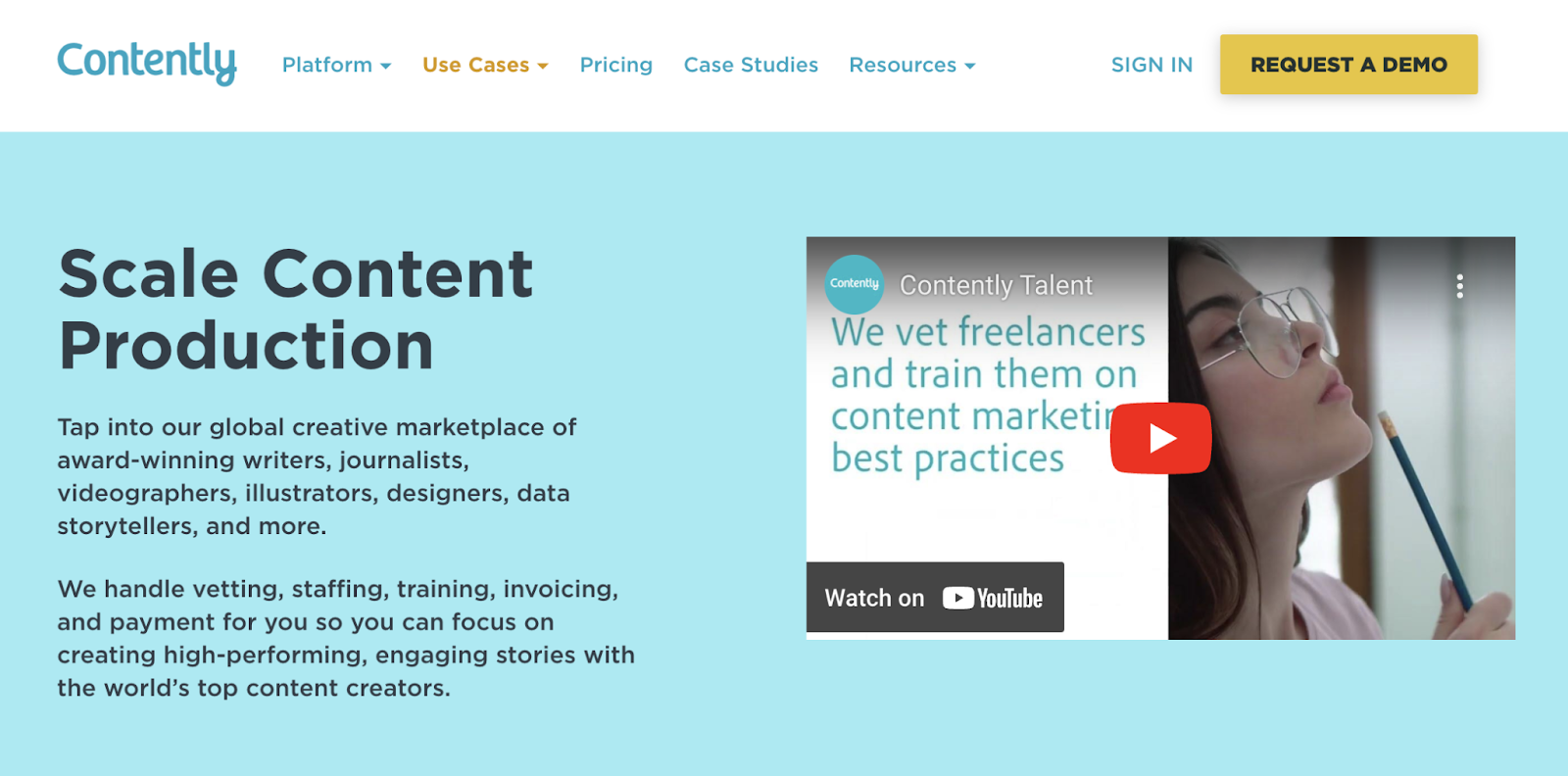 Contently's homepage