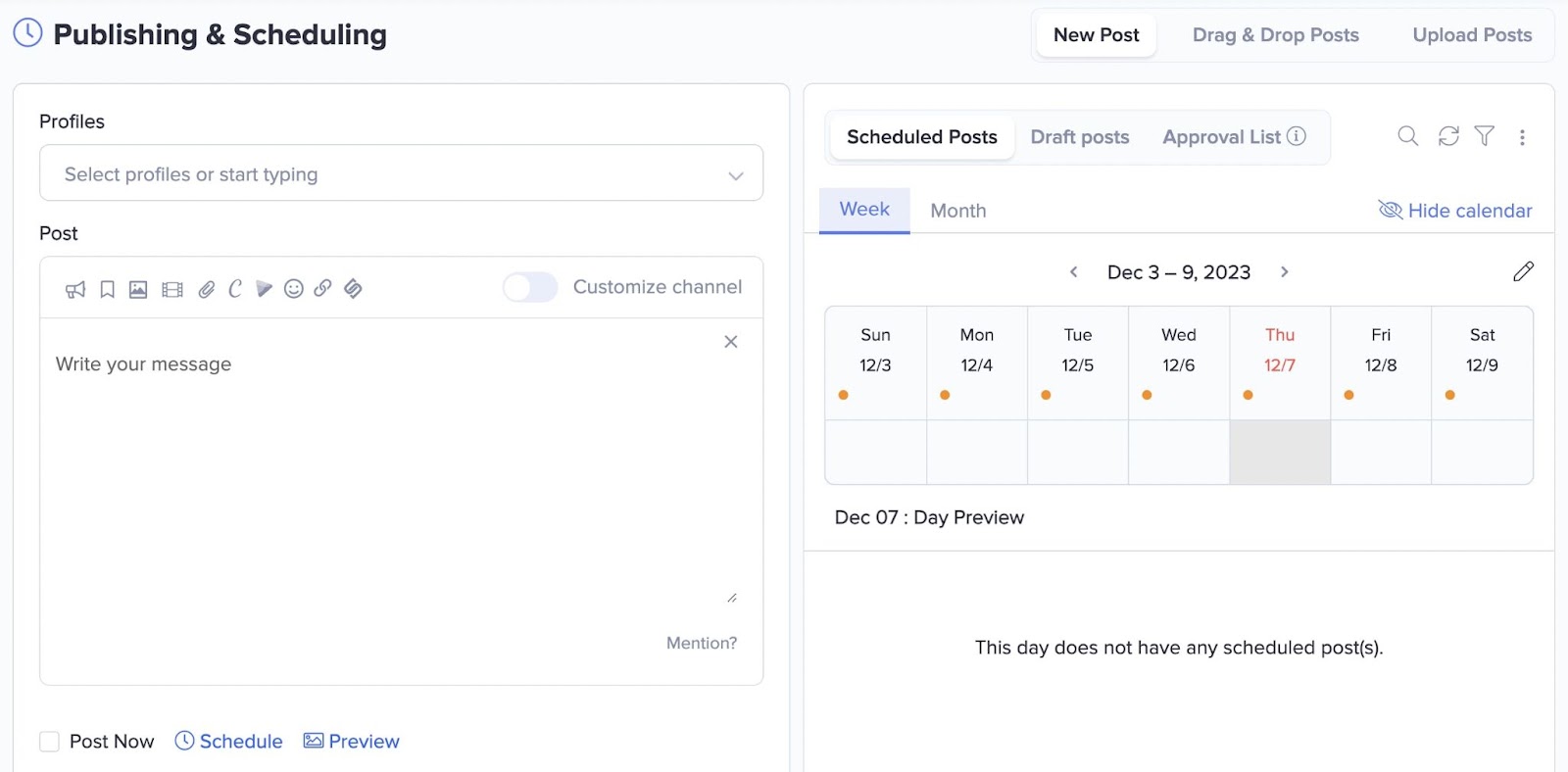 "Publishing & Scheduling" window in eClincher