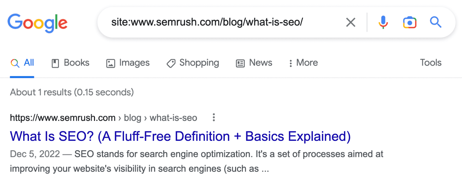 Google's result for “site:seme1.bdseotools.com/blog/what-is-seo/”