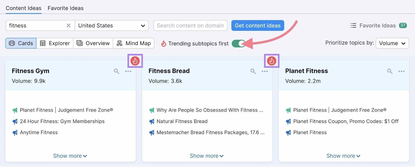 Enable trending subtopics first option