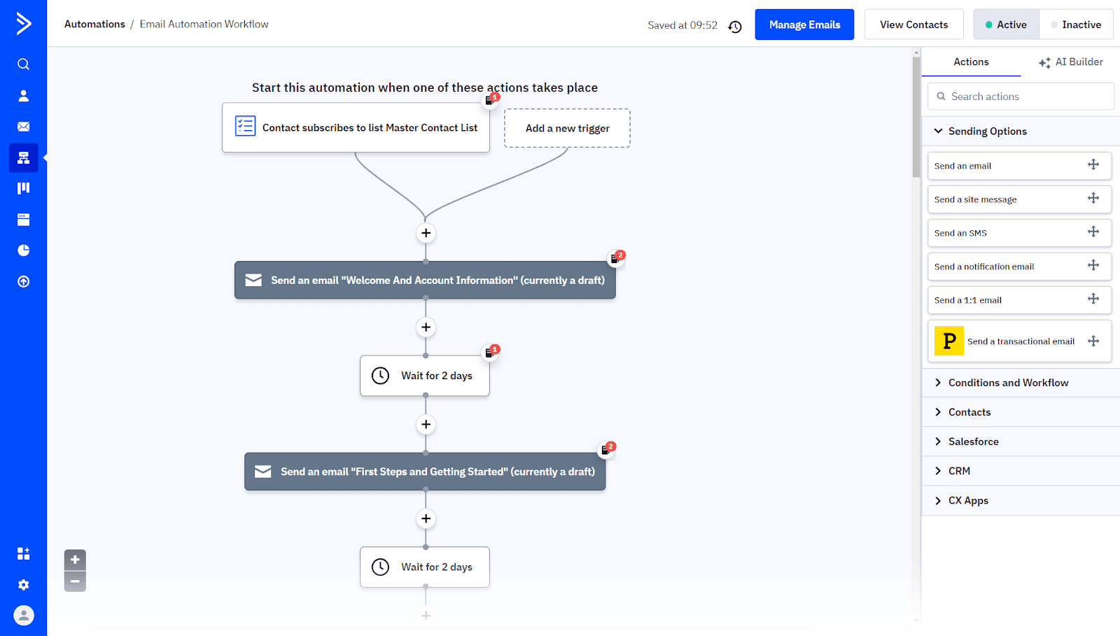 ActiveCampaign’s drag-and-drop builder