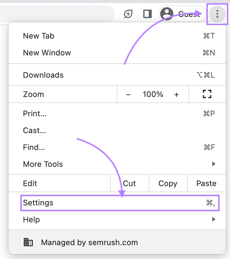 Google Chrome “Settings”